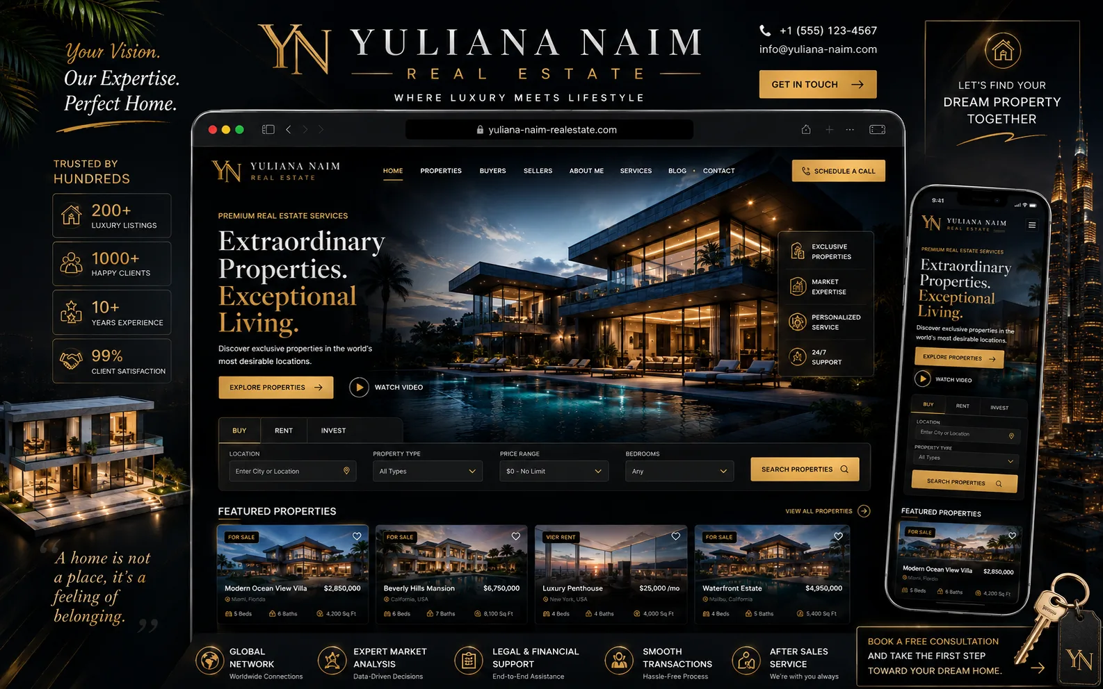 Yuliana Naim — Real Estate Website Mockup 